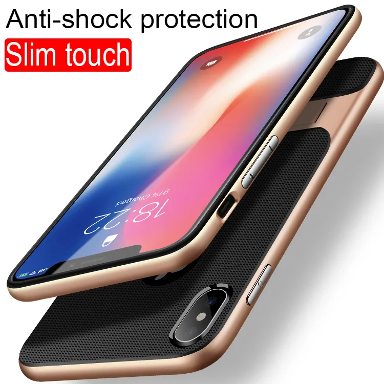 CAS pour Iphone 11 PRO MAX XS Max XR X Luxe Souple Silicone + Support PC Hybride Protection Arrière Couverture pour Iphone 6 6S 7 8 Plus Shell