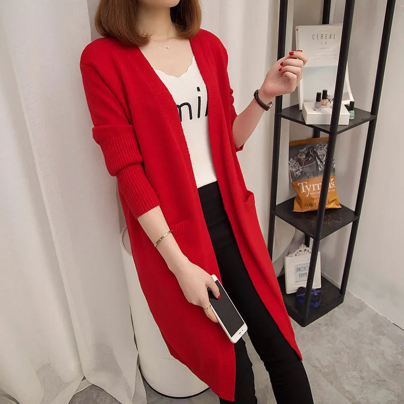 JoinYouth Long Cardigans Solide Poches Casual Coréen Automne Pulls Femmes Tous Match Outwear Mode Sueter Mujer J298 201223