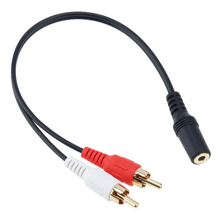 Altın Kaplama 3,5 mm Stereo Sesli Dişi Kriko 2 RCA Erkek Soketi Kulaklık 3.5 Y Splliter Adaptör Dönüşüm Kablosu