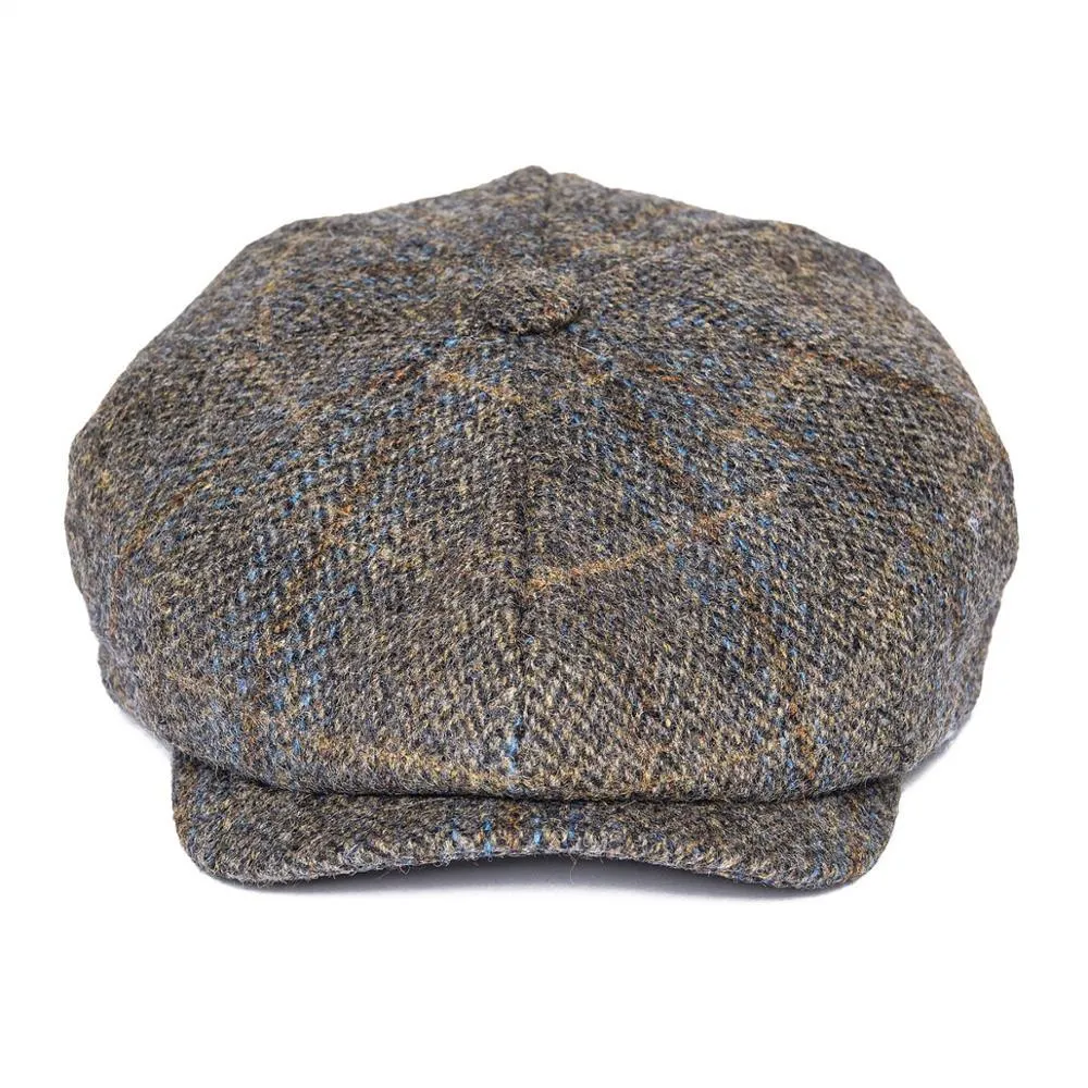 BOTVELA 100% Lana Tweed Check Newsboy Cap Hombres Gris Beige Herringbone Baker Boy Gorras Sombrero plano Gatsby Cabbies Boina 029 T2009112505