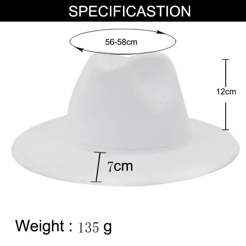 FS White Red Patchwork Wolle Filz Jazz Fedora Hut Frauen Unisex Wide Brim Panama Party Trilby Cowboy Cap Männer Gentleman Hochzeit HAT12342