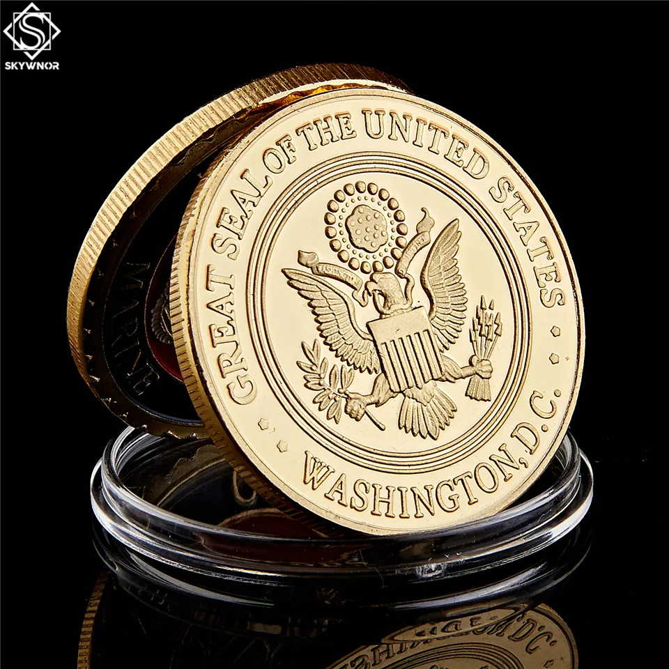 10 pezzi America monete placcate oro Dipartimento artigianale dell'aeronautica militare Moneta sfida con Capsule2070410