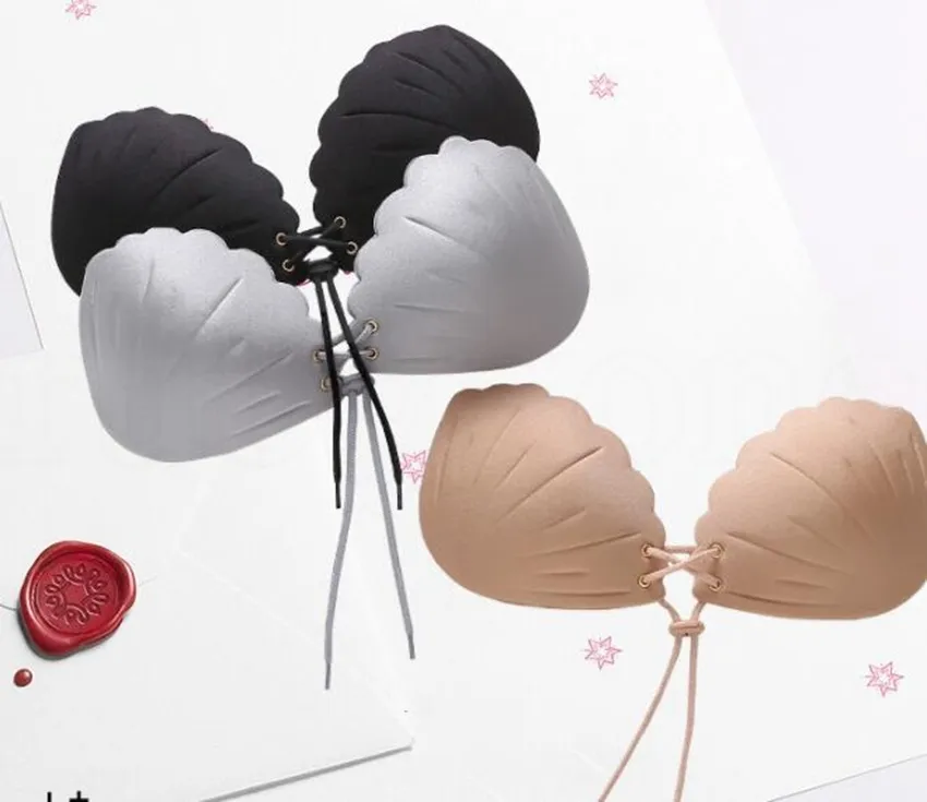 Silicone Invisible Bra Self-adhesive Push Up Strapless Bras Shell Shape Formal Dress Wedding Evening Dress Silicone Bra Bueno