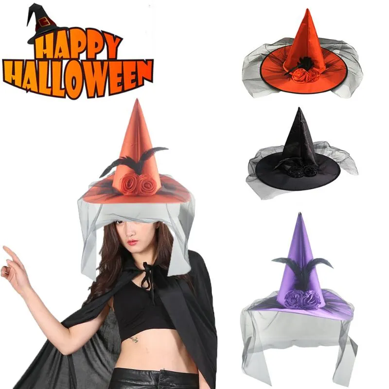 Stingy Brim Chapéus Feriado Halloween Wizard Chapéu Festa Design Especial Abóbora Cap Mulheres Grande Ruched Bruxa Acessório325J