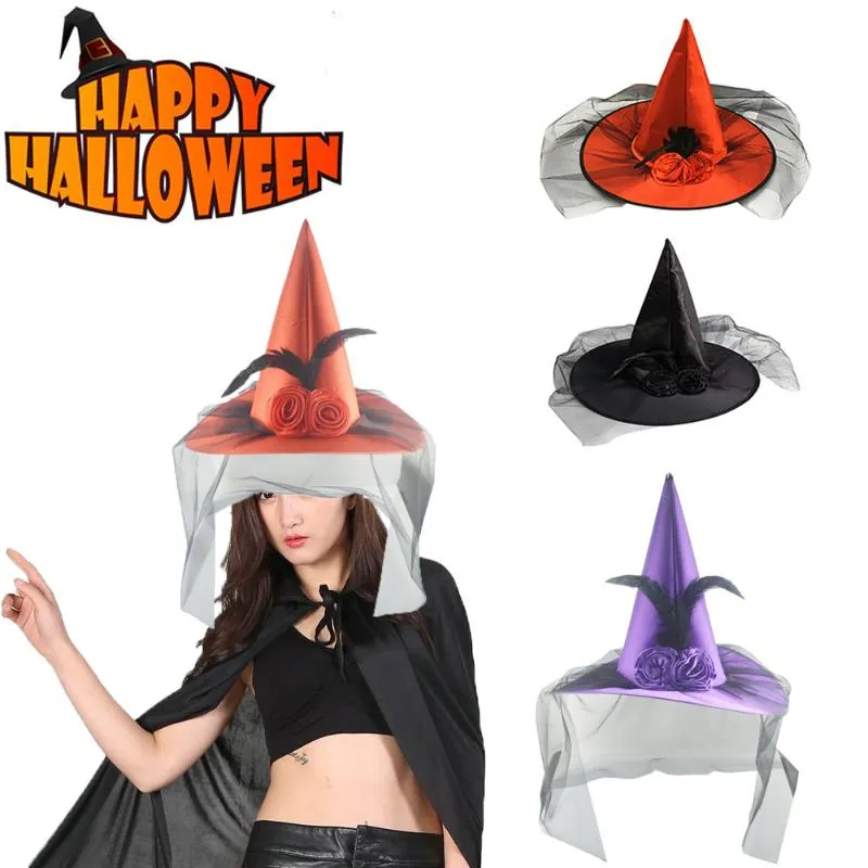 Stingy Brim Hats Holiday Halloween Wizard Hat Party Special Design Pumpkin Cap Women's Large Ruched Witch Accessory325J