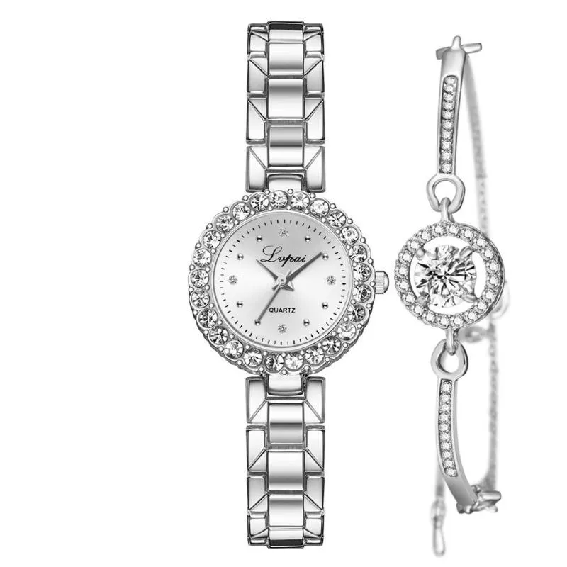 Luxus Armband Uhren Set Für Frauen Mode Geometrische Armreif Quarzuhr Damen Armbanduhr Zegarek Damski274E