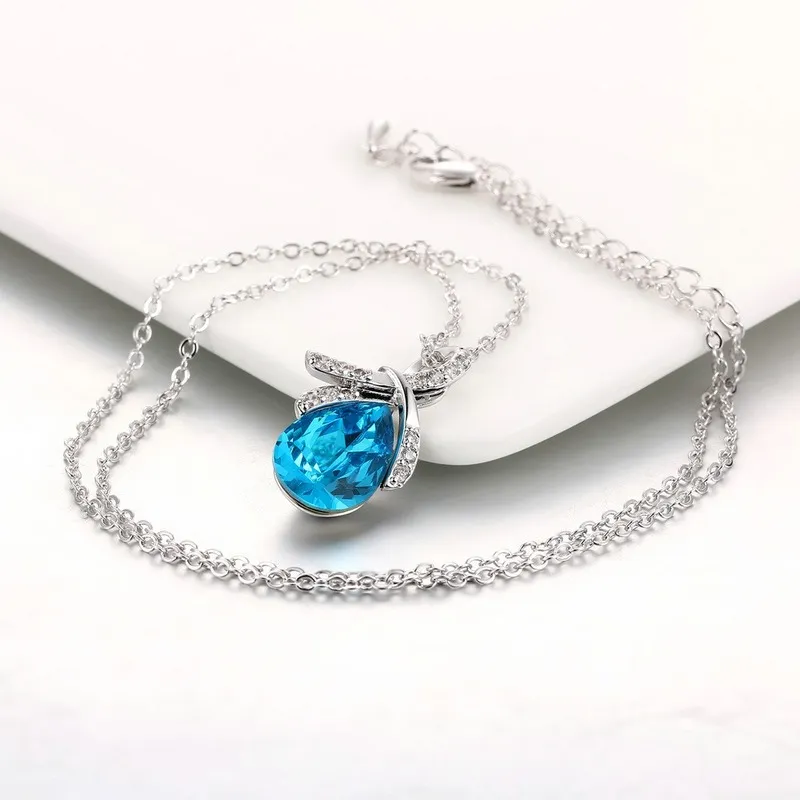 925 Collier de diamant de couleur en argent sterling pour femmes courte chaîne de la chaîne de la clavicule Déchirures de pédos