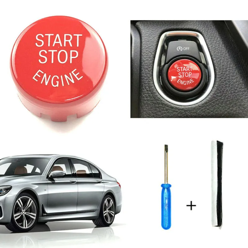Car Start Stop Engine Button Switch Cover For F20 F30 F10 F01 F25 Durable Red Start Stop Engine Switch Button Cover9499726
