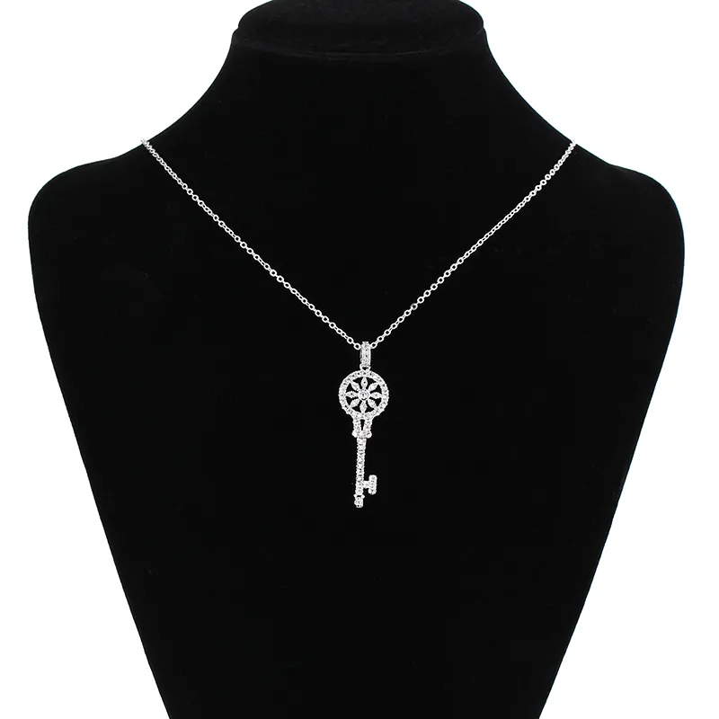 Xiumeiyizu Novo colar de declaração em forma de moda para mulheres jóias de jóias zircão shinestone Charms Key Pingants Colar245C