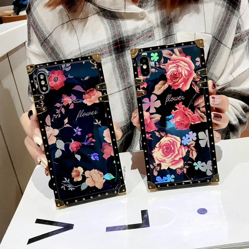 Kwadratowy Blu-ray Rose Flowers Pokaż Case dla iPhone 13 12 11 Pro XS Max XR X 8 7 6S 6 Plus Case for Samsung Note 20 Plus S20 Ultra Plus