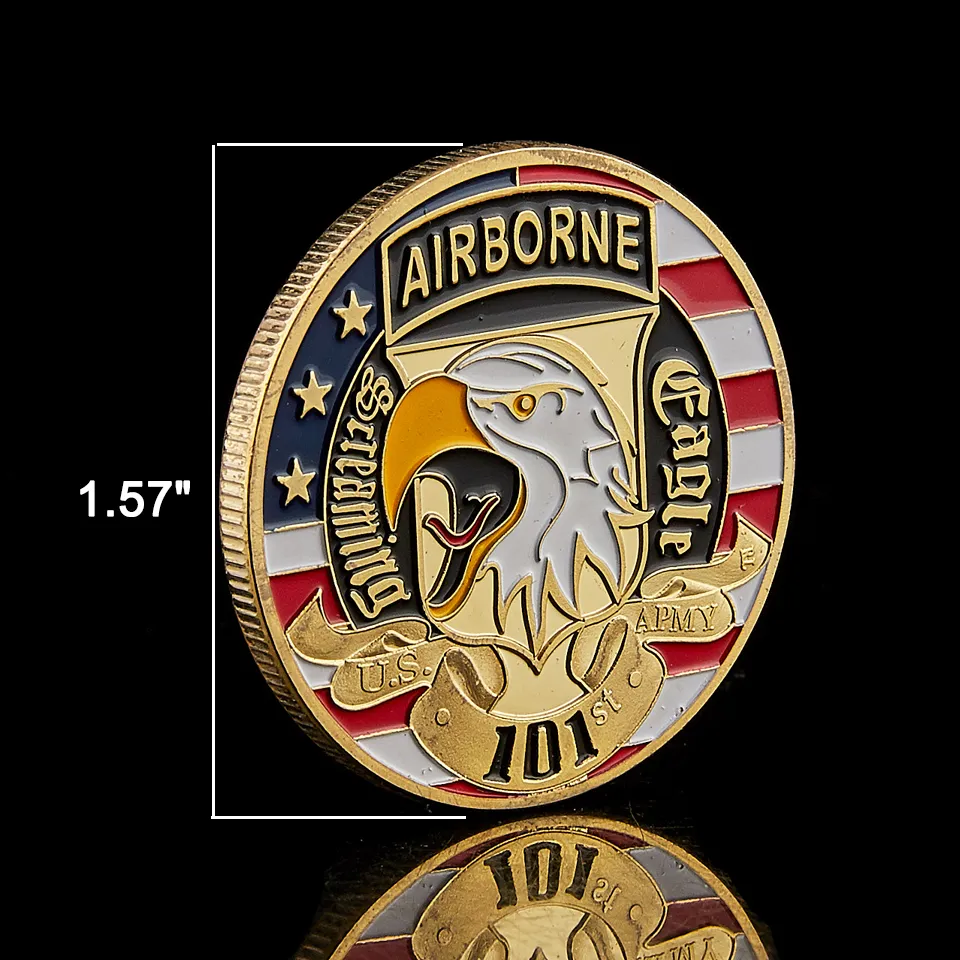 USA Army 101st Ariborne Division Gold Craft Craft Commemorative Challenge Coin Token Military Badge Collectible6477066