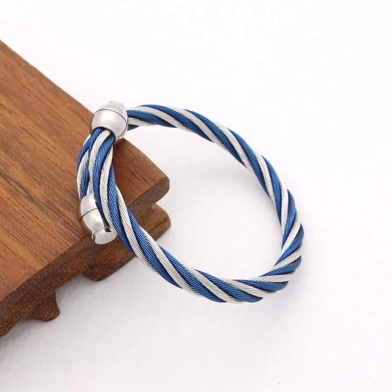 JSBAO – bracelet en fil d'acier inoxydable pour hommes et femmes, bijoux à la mode, couleur or, noir, bleu, câble sauvage, cadeau 250g