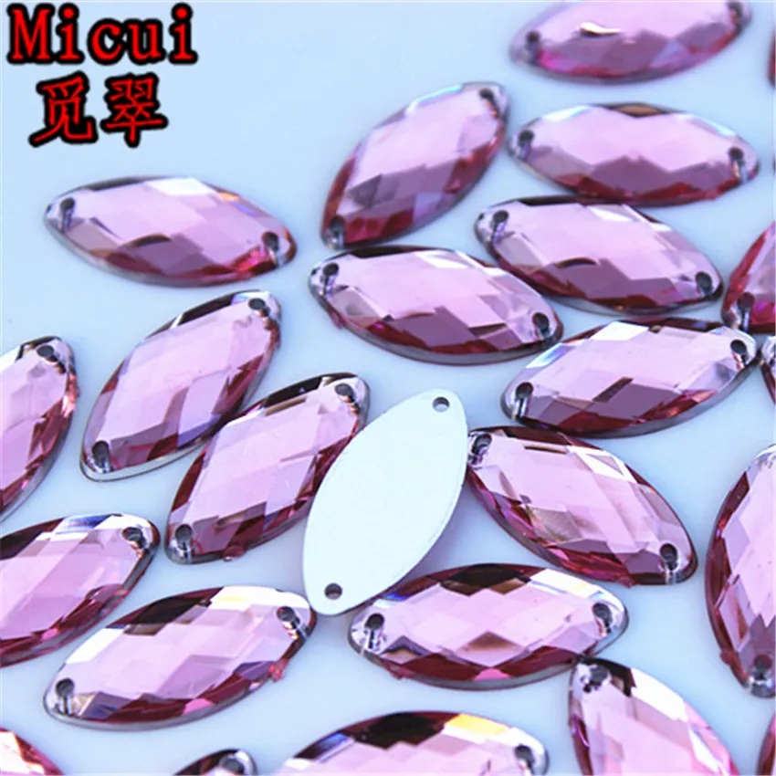 Micui 200 pièces 9 18mm cristaux de couture Strass à dos plat coudre sur pierre acrylique œil de cheval Strass cristal pour vêtements bijoux ZZ602255N