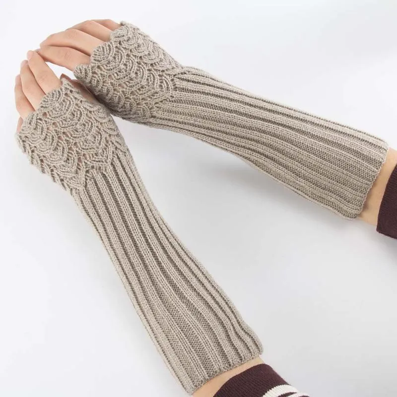 Cinq doigts gants mode femmes hommes couleur unie bras chaud longs mitaines à tricoter sans doigts automne hiver printemps chaud 12861