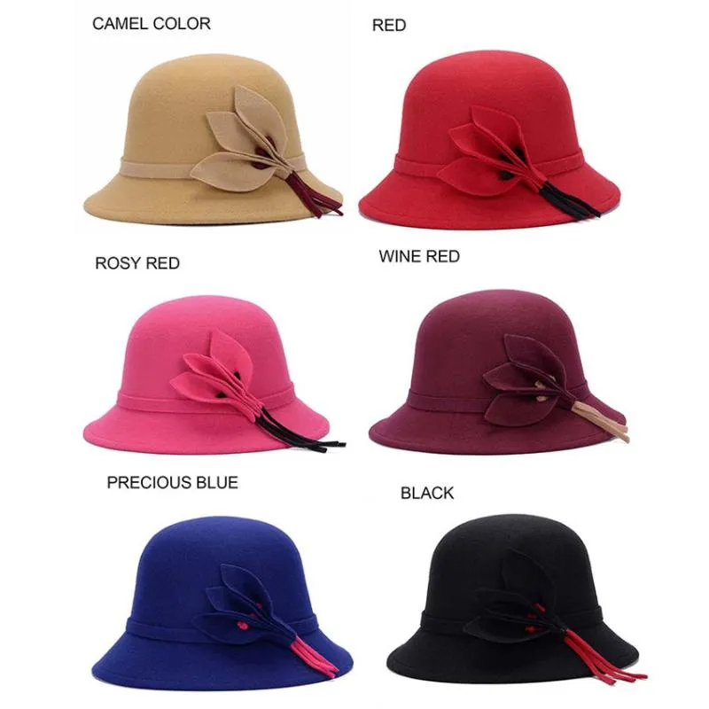 Fedora Hatの女性が帽子を感じましたビンテージタッセルレディースウールFedora Hat Bucket Hats 6色SombreroMujer2020292K