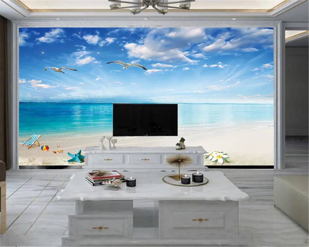 3D Modern Duvar Kağıdı PO 3D Duvar Kağıdı Mural Güzel ve Romantik Deniz Görünümü Oturma Odası Yatak Odası Duvar Kaplama HD Duvar Kağıdı208X