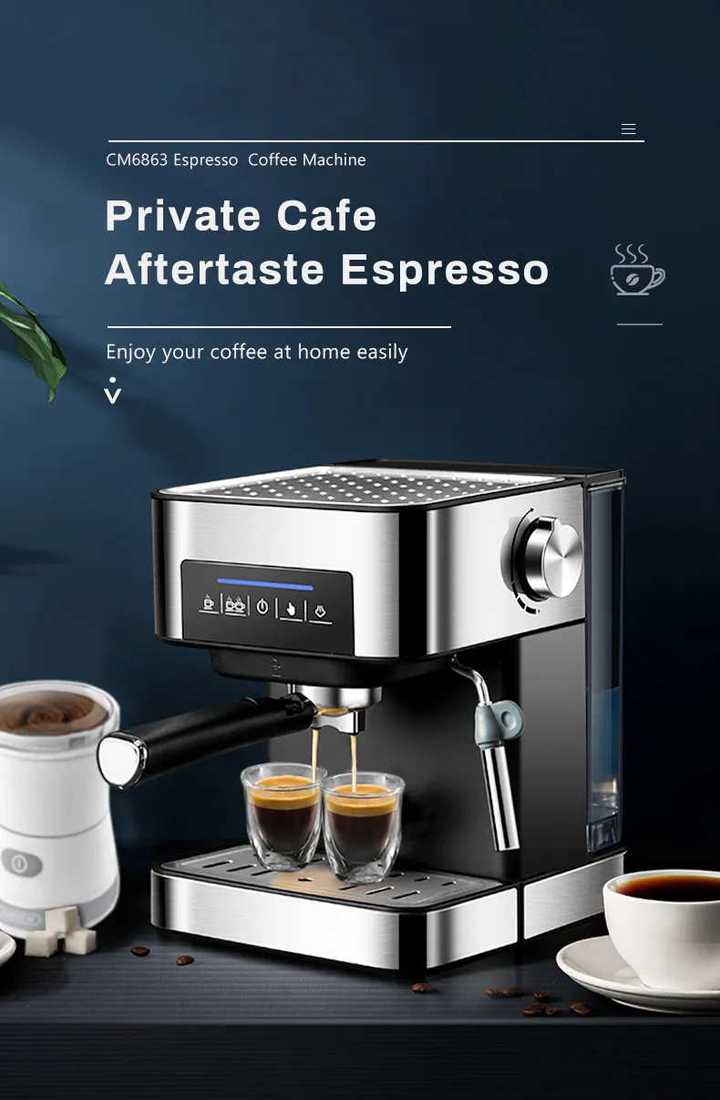 Zhoutu Espresso Equipment Coffee Maszyny wbudowane mleko frothered 15BAR Ekspresy do kawy 850W Cappuccino Maszyna Automatyczna ekspres do kawy