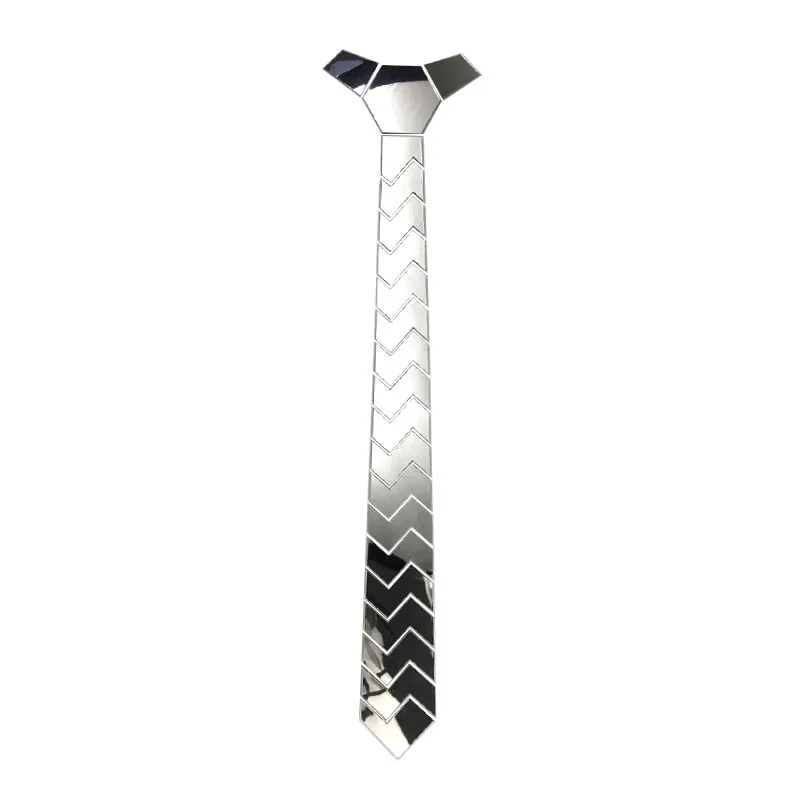 Halsband handgjorda geometriska mönster slips såg tandform silver spegel för män mode bröllop tillbehör smycken202j