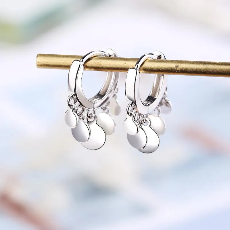 Hoop Huggie 925 Srebrne kolczyki dla kobiet biżuteria do uszu małe płytki okrągłe frędzle żeńskie złote obręcze Earing Korean1229o