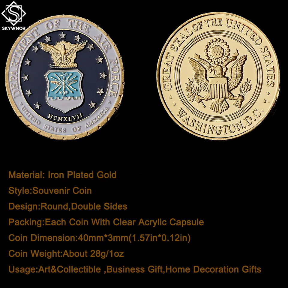 America America Gold Plated Coins Craft Department of the Air Force Military Challenge 코인 캡슐 2780