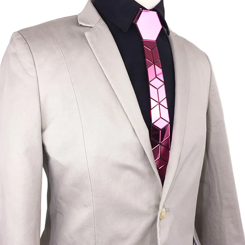 Neck Ties Acrylic Mirror Men Shiny Necktie Fashion Jewelry Pink Skinny Diamond Plaid Geometric Slim Bling Bling1190c