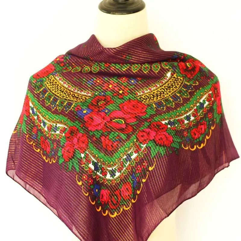 Luxury Besigner New Fashion Style Russian Ethnic Pattern Women Acrylic Small scarf Handkerchief Scarf 80CMX80CM Hijab shawl2178
