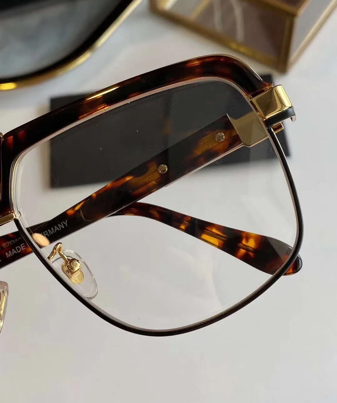 991 Montature occhiali da vista quadrati vintage in oro nero uomo Occhiali da sole con montatura occhiali con montatura completa in oro nero Nuovo con Box330f