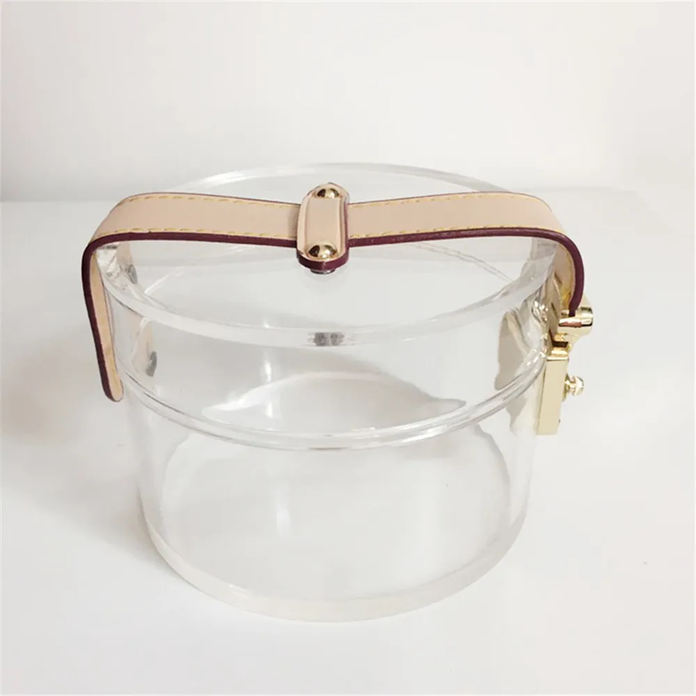 New Solid bare clear clutch purse Chic Women transparent acrylic evening bag Retro handbags Trendy Round hard box bag party prom2294