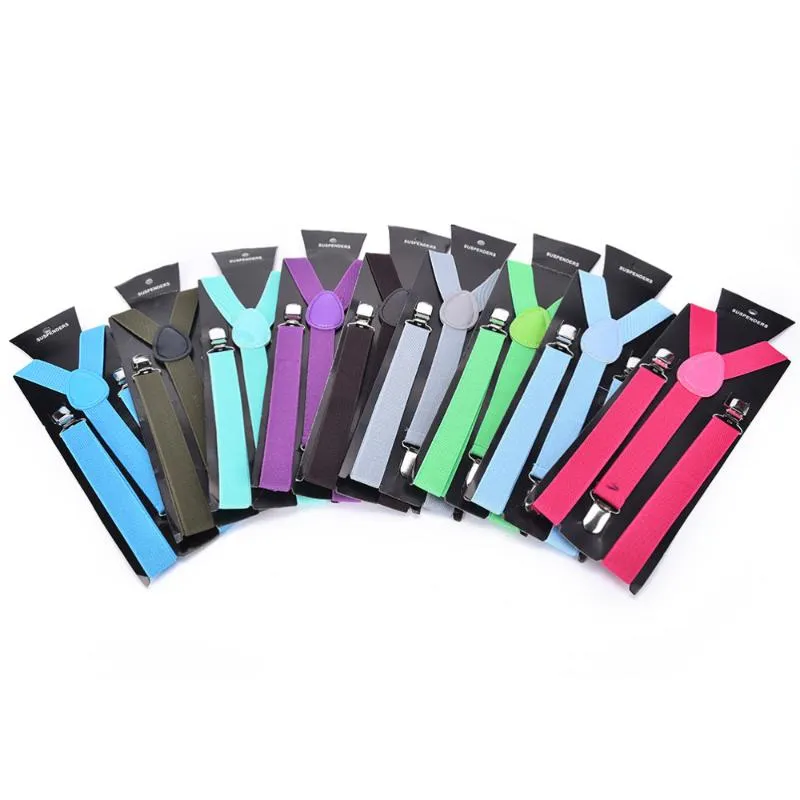 Mode unisex justerbar klipp-på hängslen elast kvinnor 3 clip-on y-back suspenders mens elastiska hängslen för byxor för övergripande1232c