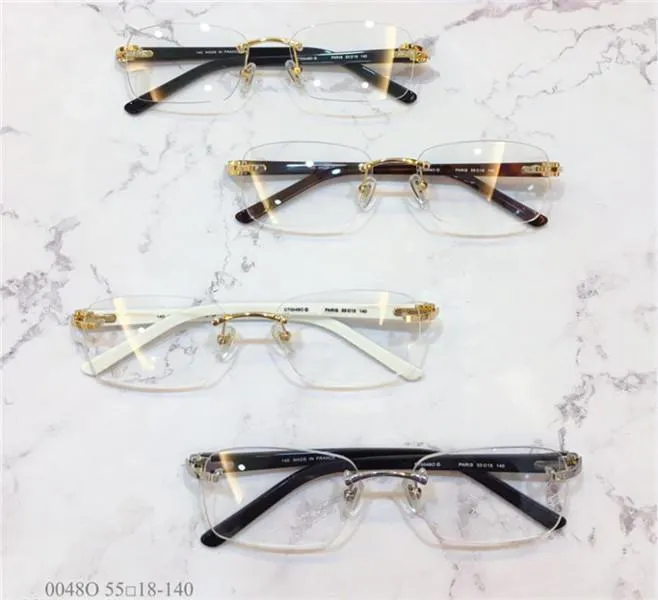 Occhiali interi alla moda occhiali ottici quadrati senza cornice moda elegante classico semplice stile business lente trasparente 0048304s
