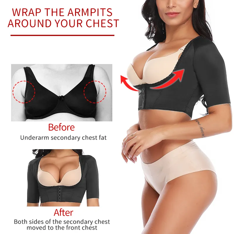 Górne ramię shaper po chirurgiczne szczupłe rękawy kompresyjne humbback correcrector Tops Women Remer Shapewear Wsparcie 2261e