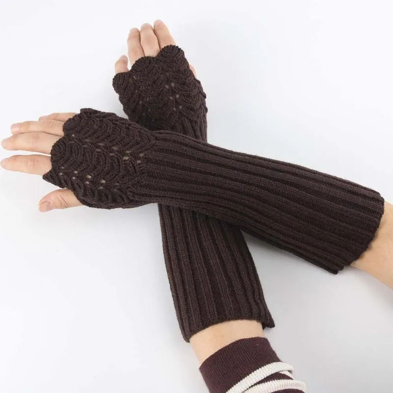 Five Fingers Gloves Fashion Women Men Solid Color Arm Warmer Long Fingerless Knitting Mittens Autumn Winter Spring Warm1261Y