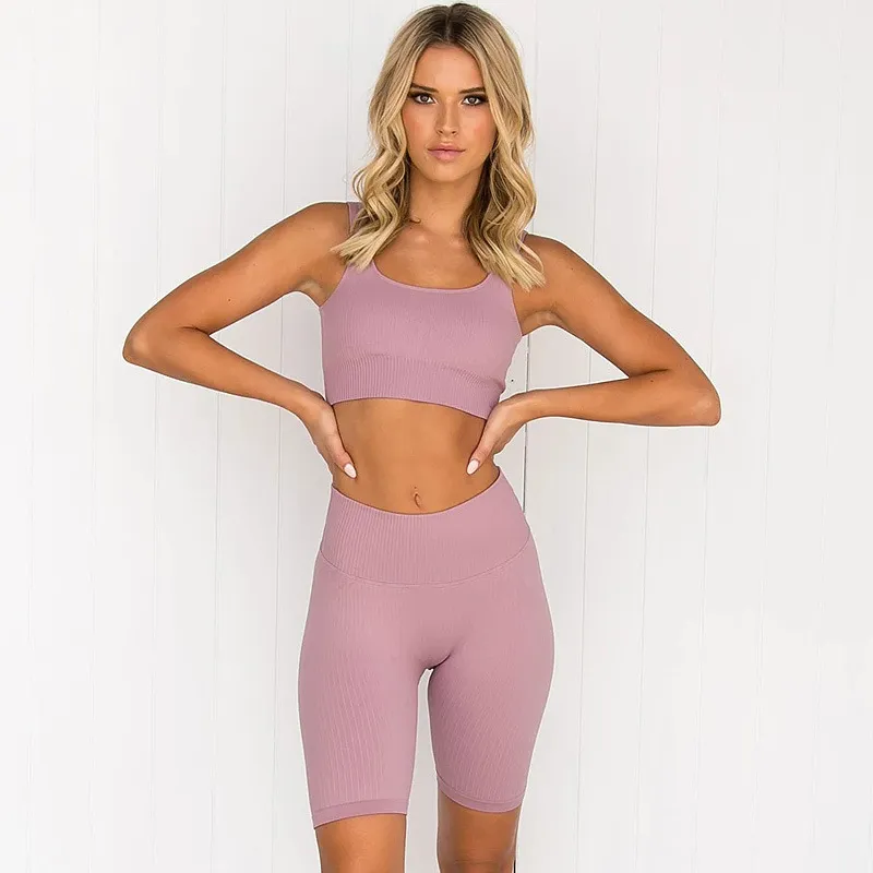 Yoga Tayt Spor Sütun Salonu Setleri Hızlı kuruyan Sakinsiz Egzersiz Kadınların İçinde Kırpılmış Pantolon Fitness Şüphesi Sakam Salon Kıyafetleri