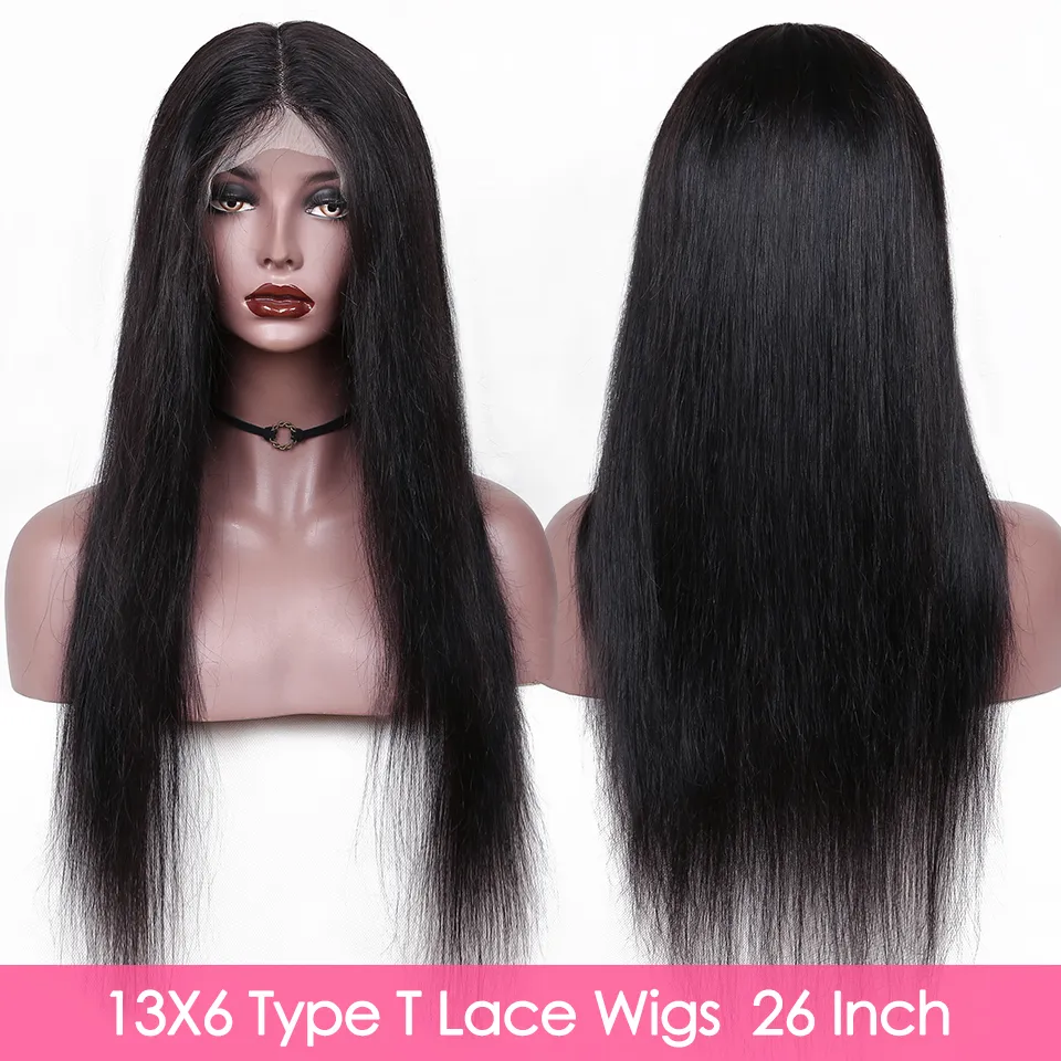 ストレート30インチ13x6タイプT HD透明レースウィッグスglazilian remy human hair wigs for women 150密度3194772