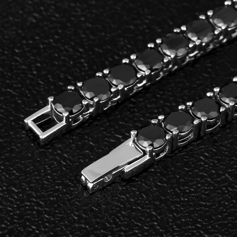 DNSCHIC Iced Out Теннисное ожерелье 5 мм из белого золота с цепочкой из черного фианита для мужчин и женщин Хип-хоп Ювелирные изделия Рэпер Street Fashion1195V