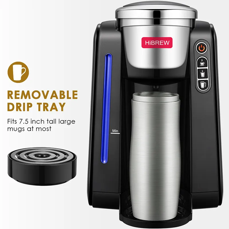 Hibrew Filter Coffee Machine K-Cup Brewer, KCUP Одноугольник Coffee Maker Capsule Machine Автоматический порошок