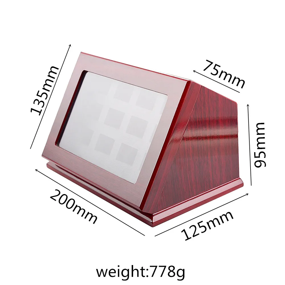 Anéis de campeonato esportivo Vitrine de madeira Caixa de sombra sem anéis 12 slots Os anéis não estão incluídos319z