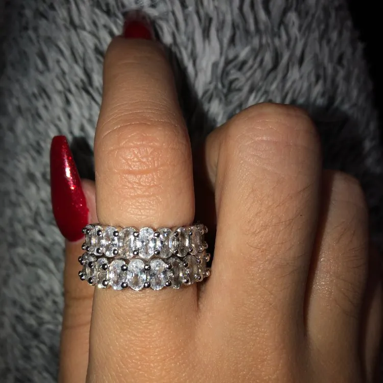 Vintage Mode Kvinnor Vigselringar Persika Hjärta CZ Diamant Finger Evighet Förlovningsband Ring Retro Smycken Julklapp