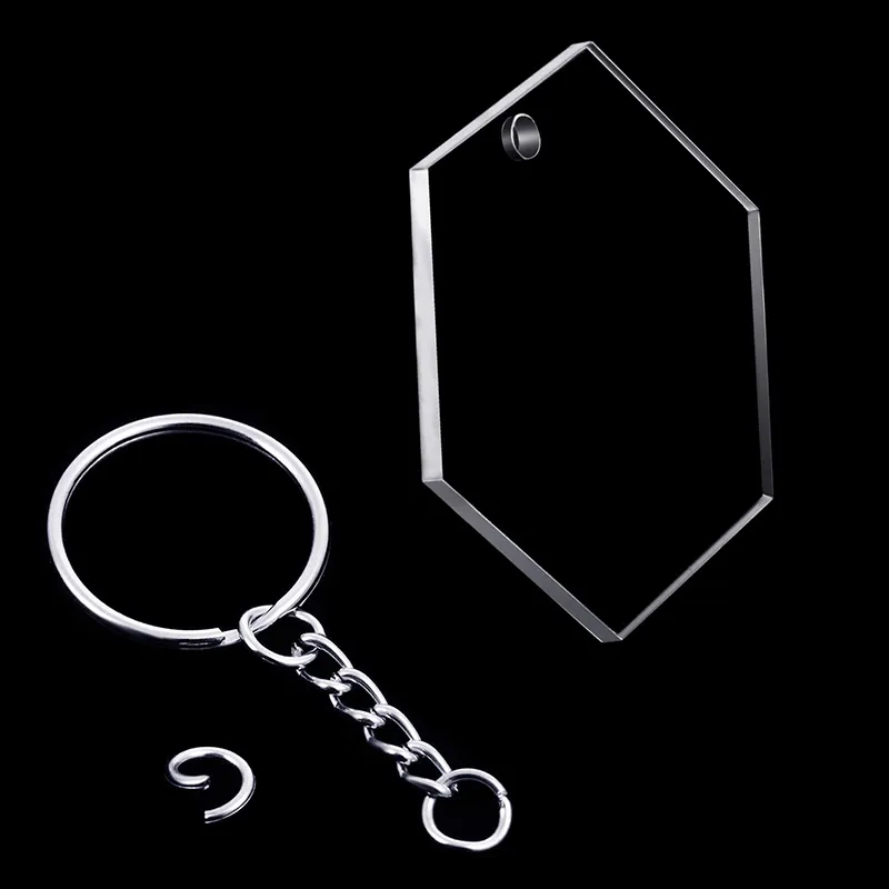 Прозрачный акриловый диск и брелок Прозрачный акриловый брелок для ключей, заготовка для предметов «сделай сам» и поделок, шестигранник, 48 шт.195o