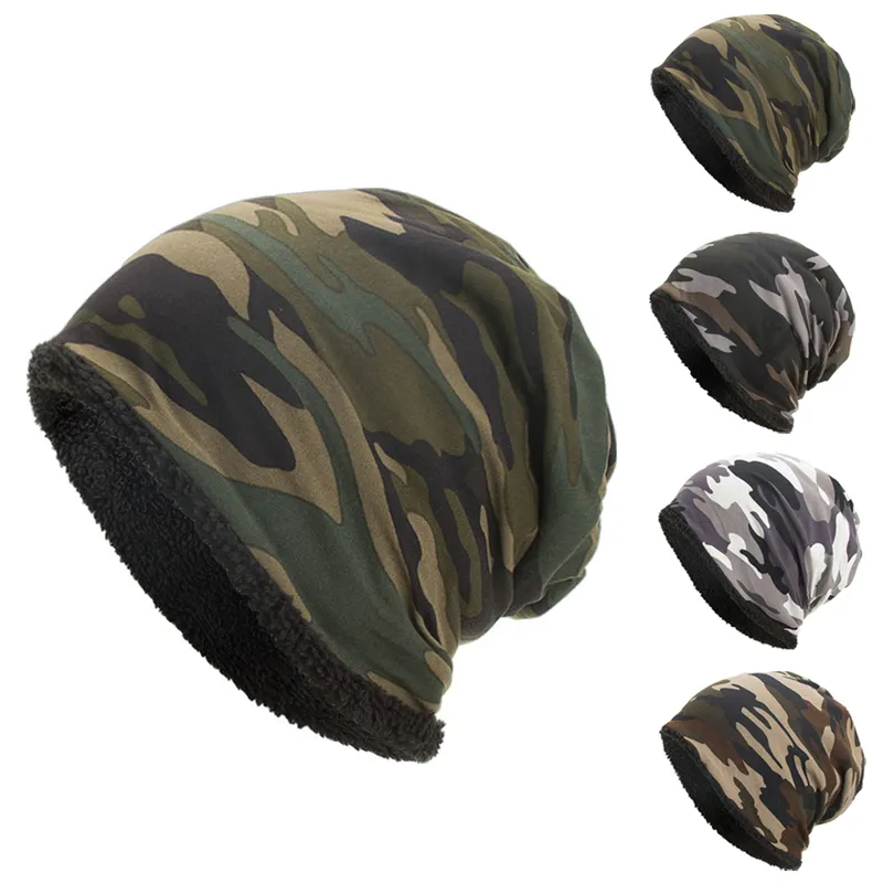 Czapki czaszki czaszki kamuflaż unisex ciepłe zimowe bawełniane czapki do czapki do czapki dla mężczyzn kobiety Camo Hat Fashion2792