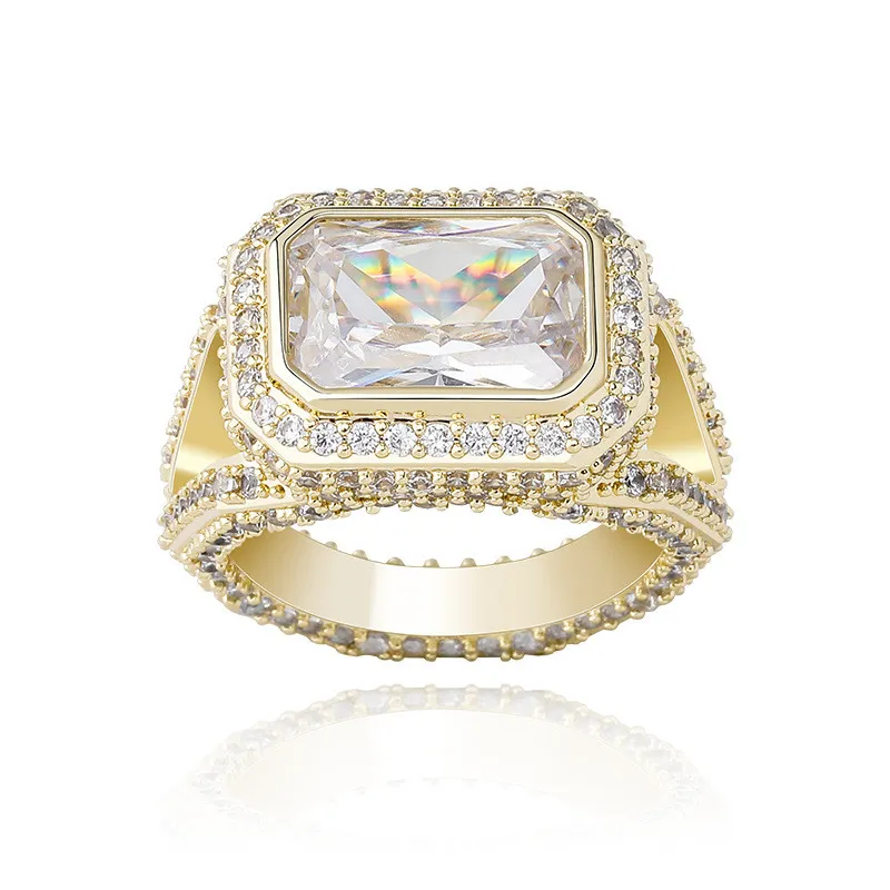 Унисекс модные необычные мужские и женские кольца позолоченные Bling CZ бриллиантовые кольца хороший подарок для Friend334Q