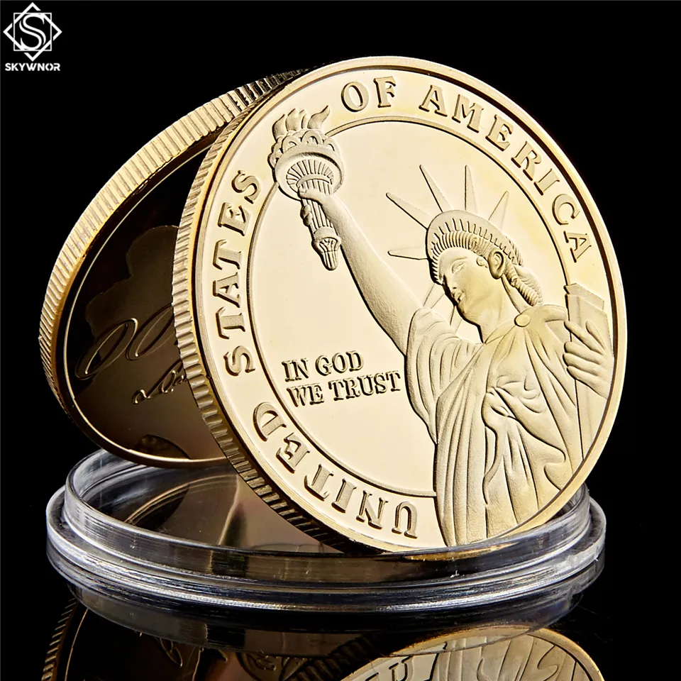 artesanato une estados da América em Deus Nós confiamos 24k Gold Medal Honor Liberty Symbol Challenge Coins9989165