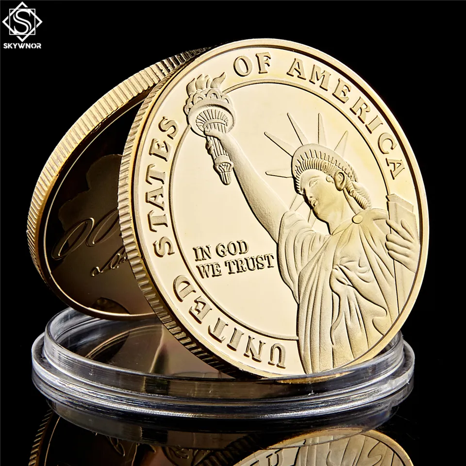 Craft Unites States Of America In God We Trust 24k Gold Plated Medal Honor Liberty Symbol Challenge Coins6321275