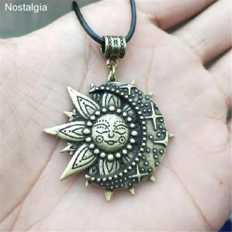 Wiccan Sun Moon Star Male Necklace Women Mandala Lotus Flower Wicca Witchcraft Witch Jewelry Neckless Spiritual Jewelery300d
