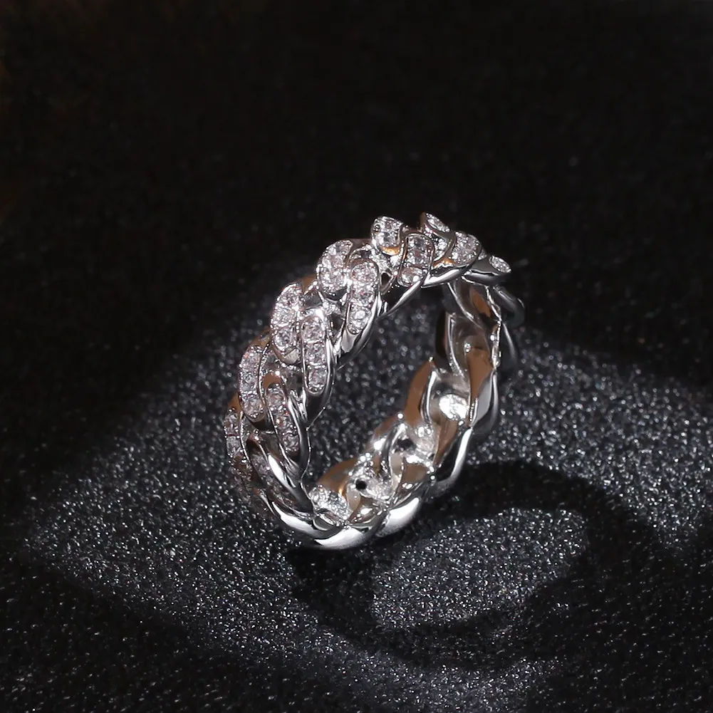 Мужское кольцо в стиле хип-хоп, панк, кубинская цепочка, 8 мм, с цирконовым покрытием, из настоящего золота, трендовое мужское кольцо, новинка LY098351Y