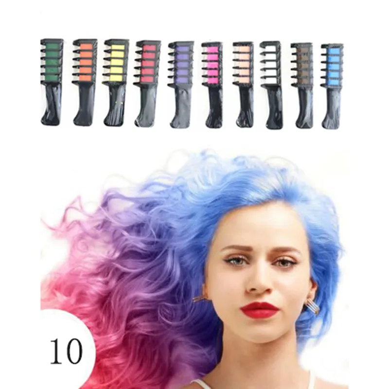 Peigne à craie pour cheveux, 10 sortes de couleurs, peinture temporaire, outils de coiffure jetables, teinture capillaire, fournisseur d'usine 4757143