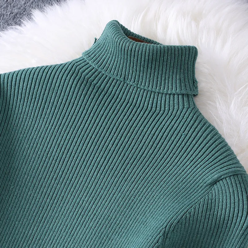 2020 Jesień Jesień Z Długim Rękawem Żółw Neck Green Pure Color Dzianiny Knitki Trójmy Sweter + Planed Mid-Calf Spódnica Dwa kawałki 2 sztuki Zestaw NSP17