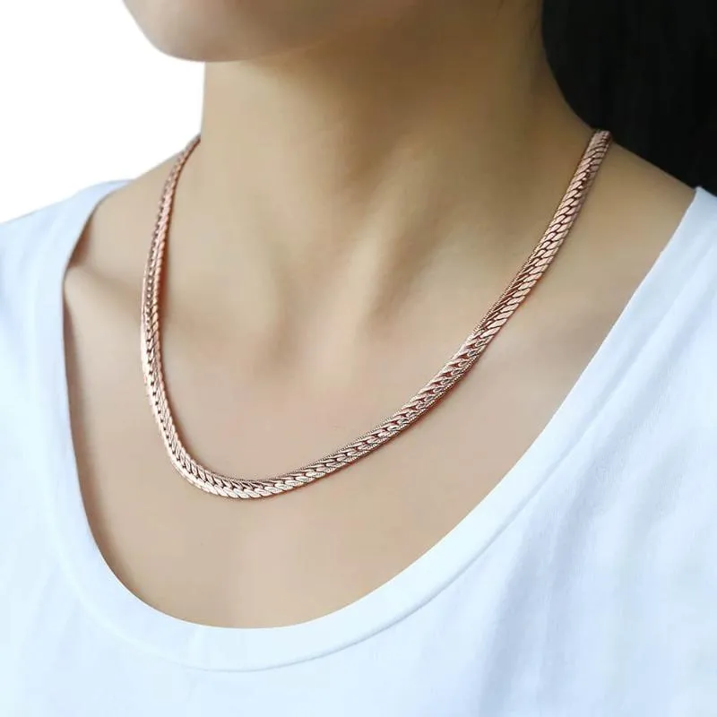 Chains 6MM Snake Link Chain Necklace Hammered Flat Curb Cuban Rose Gold Silver Color For Women Men Fanshion Jewelry Gift GN1111263t