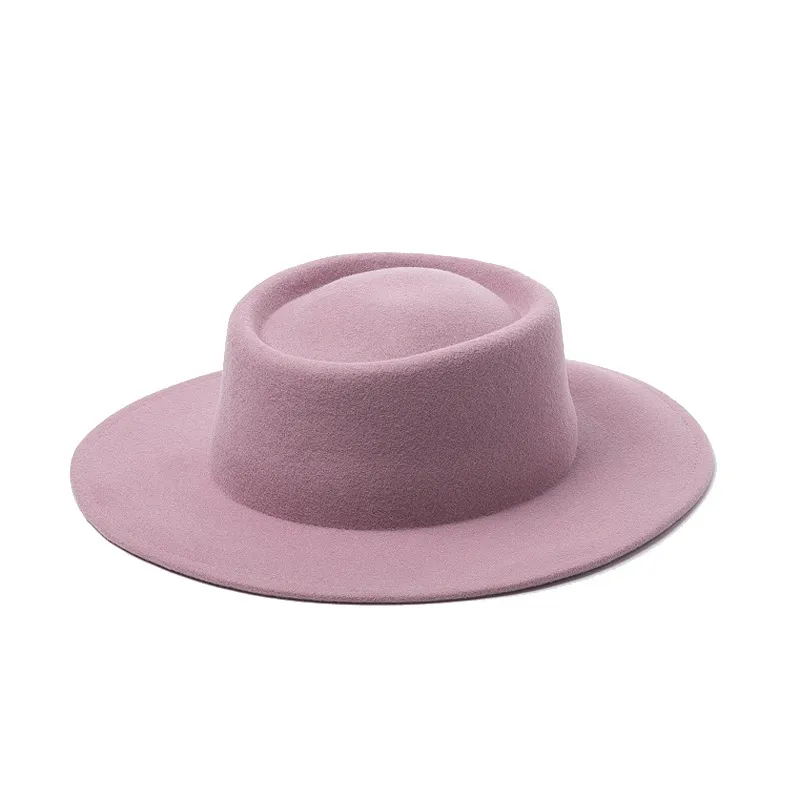 Gierig Rand Hoeden Caluriri Wol Fedora Hoed Winter Outdoor Dame Elegant Breed 100% Vrouwen Roze Temperament275O