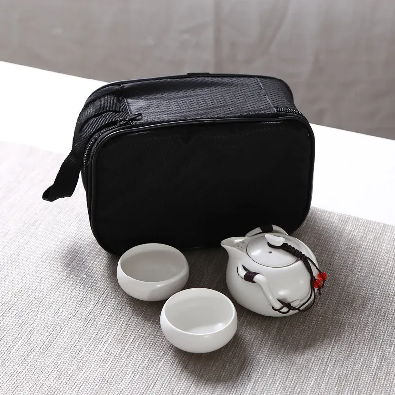 Fatto a mano cinese giapponese vintage Kungfu Gongfu tè pinguino portatile una pentola quattro tazze set da tè da viaggio teiera tazza da tè teiera 195x